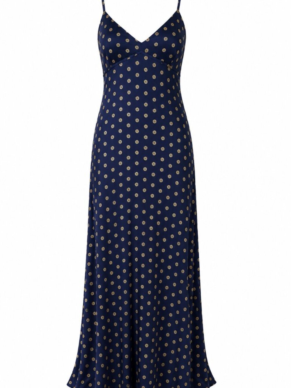 MICHAEL Michael Kors Navy Gold Metallic Medallion Maxi Slip Dress M
